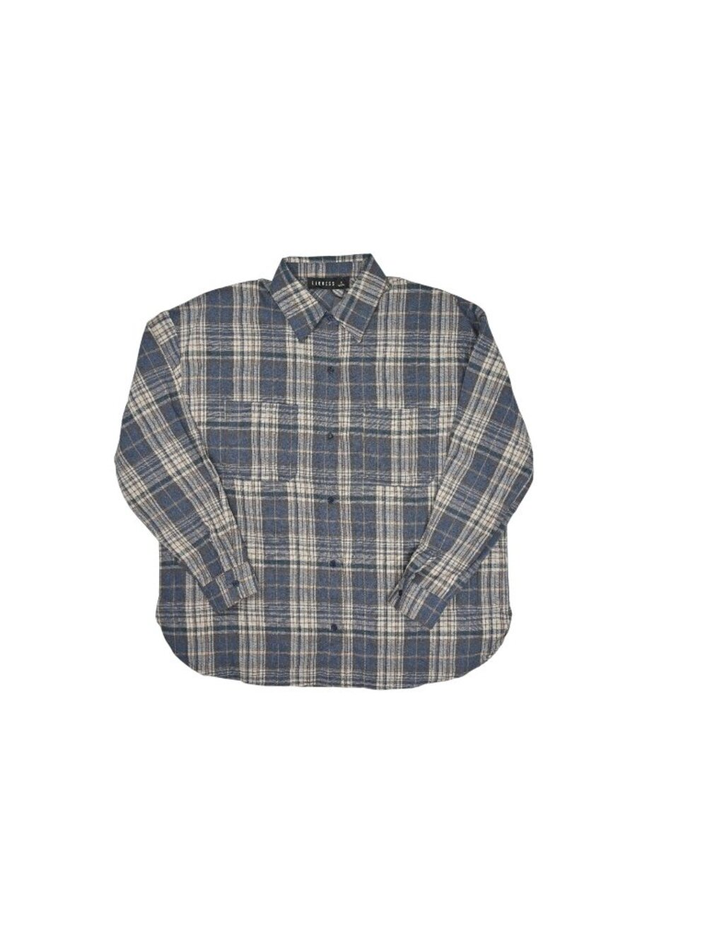 Lioness Blue and White Plaid Button-Down Shirt